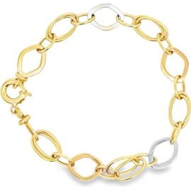 18K Two-Tone Gold Marquise Link Bracelet