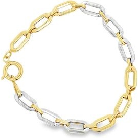18K Two-Tone Gold Marquise Link Bracelet