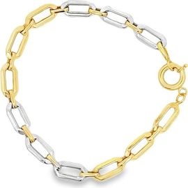 18K Two-Tone Gold Rectangular Link Bracelet