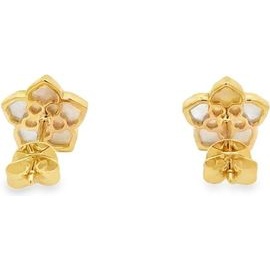18K Yellow Gold Blossom Mother of Pearl & Natural Diamond Stud Earrings