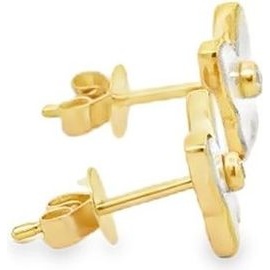 18K Yellow Gold Butterfly Mother of Pearl & Natural Diamond Stud Earrings