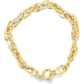 18K Three-Tone Gold Textured Link Bracelet