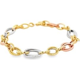 18K Three-Tone Gold Oval Link Bracelet