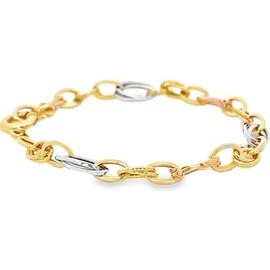 18K Three-Tone Gold Oval Link Bracelet
