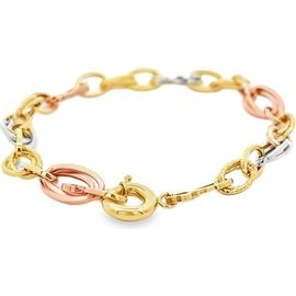 18K Three-Tone Gold Oval Link Bracelet