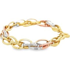 18K Three-Tone Gold Twisted Oval Link Bracelet