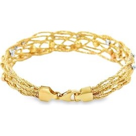 18K Three-Tone Gold Braided Mesh Bracelet