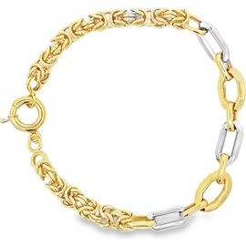 18K Two-Tone Gold Byzantine & Elongated Link Bracelet