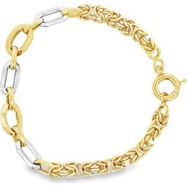 18K Two-Tone Gold Byzantine & Elongated Link Bracelet