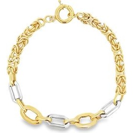 18K Two-Tone Gold Byzantine & Elongated Link Bracelet