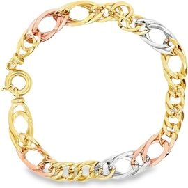 18K Three-Tone Gold Twisted Marquise Link Bracelet