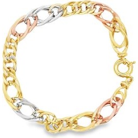 18K Three-Tone Gold Twisted Marquise Link Bracelet