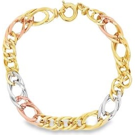 18K Three-Tone Gold Twisted Marquise Link Bracelet