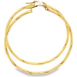 18K Yellow Gold Textured Hoop Earrings