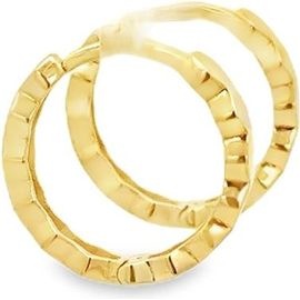 18K Yellow Gold Faceted Hoop Earrings