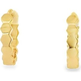 18K Yellow Gold Faceted Hoop Earrings