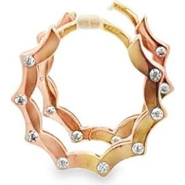 18K Rose Gold Scalloped Hoop Earrings with Synthetic Stones
