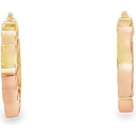 18K Rose Gold Scalloped Hoop Earrings with Synthetic Stones