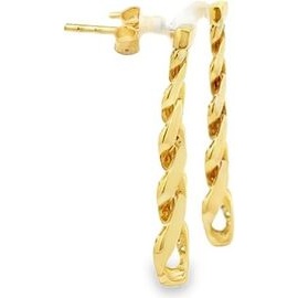 18K Yellow Gold Cuban Link Drop Earrings