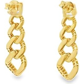 18K Yellow Gold Cuban Link Drop Earrings