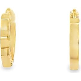 18K Yellow Gold Screw-Detail Octagon Hoop Earrings