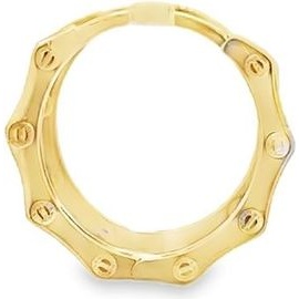 18K Yellow Gold Screw-Detail Octagon Hoop Earrings