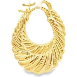 18K Yellow Gold Twisted Fan Hoop Earrings