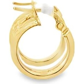 18K Yellow Gold Diamond-Cut Woven Pattern Hoop Earrings