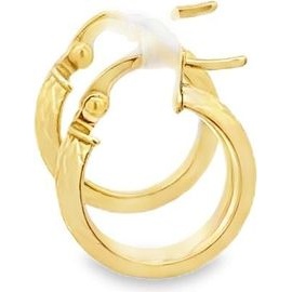 18K Yellow Gold Diamond-Cut Woven Pattern Hoop Earrings