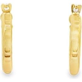 18K Yellow Gold Textured Line-Cut Hoop Earrings