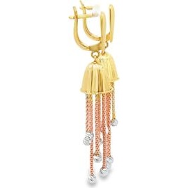 18K Three-Tone Gold Tassel Drop Earrings