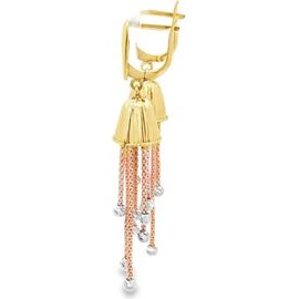 18K Three-Tone Gold Tassel Drop Earrings