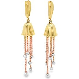18K Three-Tone Gold Tassel Drop Earrings