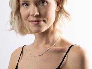 18K Yellow Gold Pearl Station Necklace with Natural Diamonds