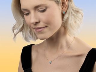 18K Yellow Gold Turquoise Halo Stud Earrings with Natural Diamonds