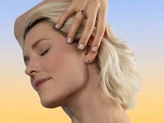 Natural Sapphire & Natural Diamonds  Pear Halo Stud Earrings – 18K Yellow Gold