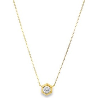 18K Yellow Gold Hexagon Diamond Necklace