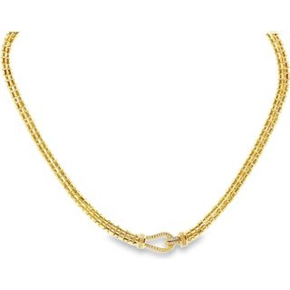 18K Yellow Gold Necklace with Synthetic Stone Accent