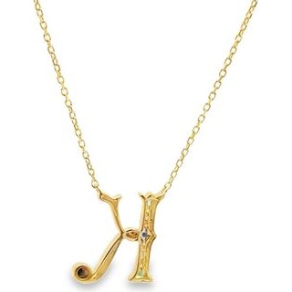 18K Yellow Gold “K” Initial Natural Diamond & Gemstone Necklace