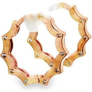 18K Rose Gold Scalloped Hoop Earrings with Synthetic Stones