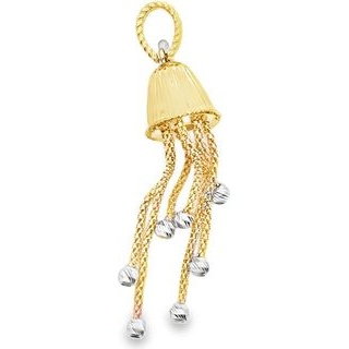 18K Three-Tone Gold Tassel Pendant
