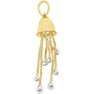 18K Three-Tone Gold Tassel Pendant
