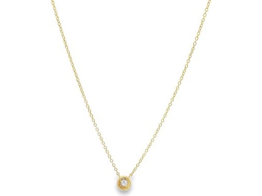 18K Yellow Gold Pendant Necklace with Natural Solitaire Diamond