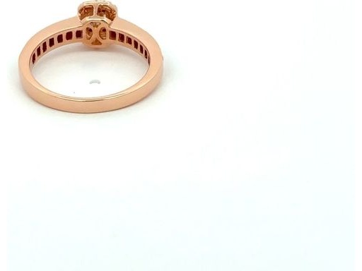 18K White Gold Ring with Natural Baguette and Round Diamonds, Blue Sapphire Band Accents