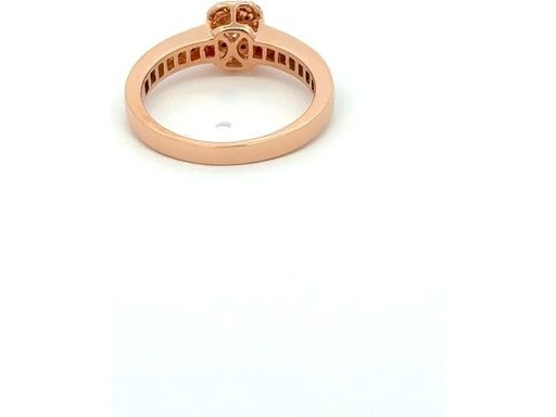 18K Rose Gold Ring with Natural Baguette and Round Diamonds, Multi-Color Sapphire Band Accents