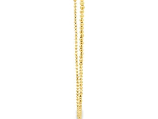 18K Yellow Gold Beaded Chain Necklace – 16.5 Inch Adjustable to 18 Inch – Elegant and Versatile Design