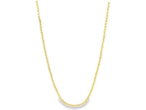 18K Yellow Gold Beaded Chain Necklace – 16.5 Inch Adjustable to 18 Inch – Elegant and Versatile Design
