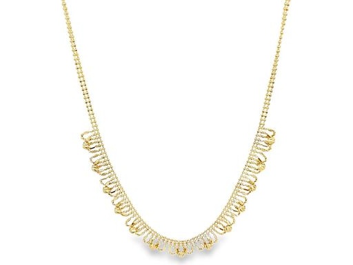 18K Yellow Gold Necklace with Polished Leaf Dangles