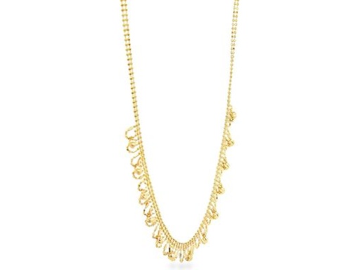 18K Yellow Gold Necklace with Polished Leaf Dangles
