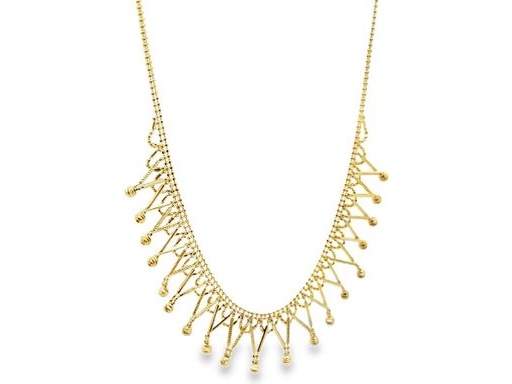 18K Yellow Gold Necklace with Geometric Ball Dangles